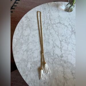 J. Crew Gold and White Tassel Necklace